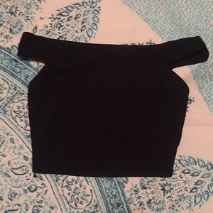 Black off shoulder crop top